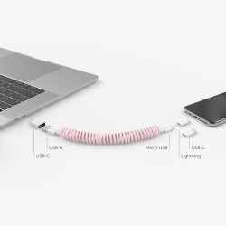 Vonmählen Allroundo® MFI Όλα σε 1 Charging Cable (microUSB / USB-C / Lightning) Καλώδιο δεδομένων (50 cm – Ροζ)