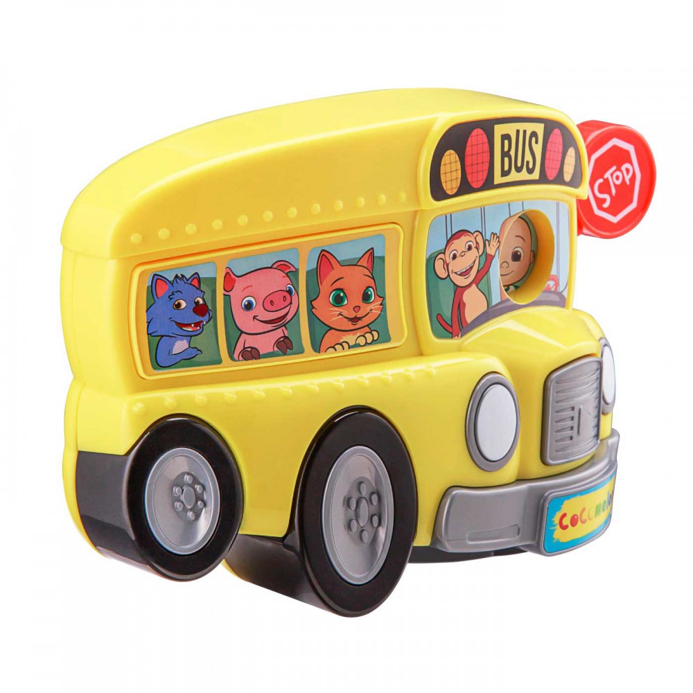 eKids Cocomelon School Bus Mini Boombox Σχολικό λεωφορείο παιχνίδι για παιδιά με ενσωματωμένη μουσική, φωτισμό, Sound Effects (CO-100) (Κίτρινο)