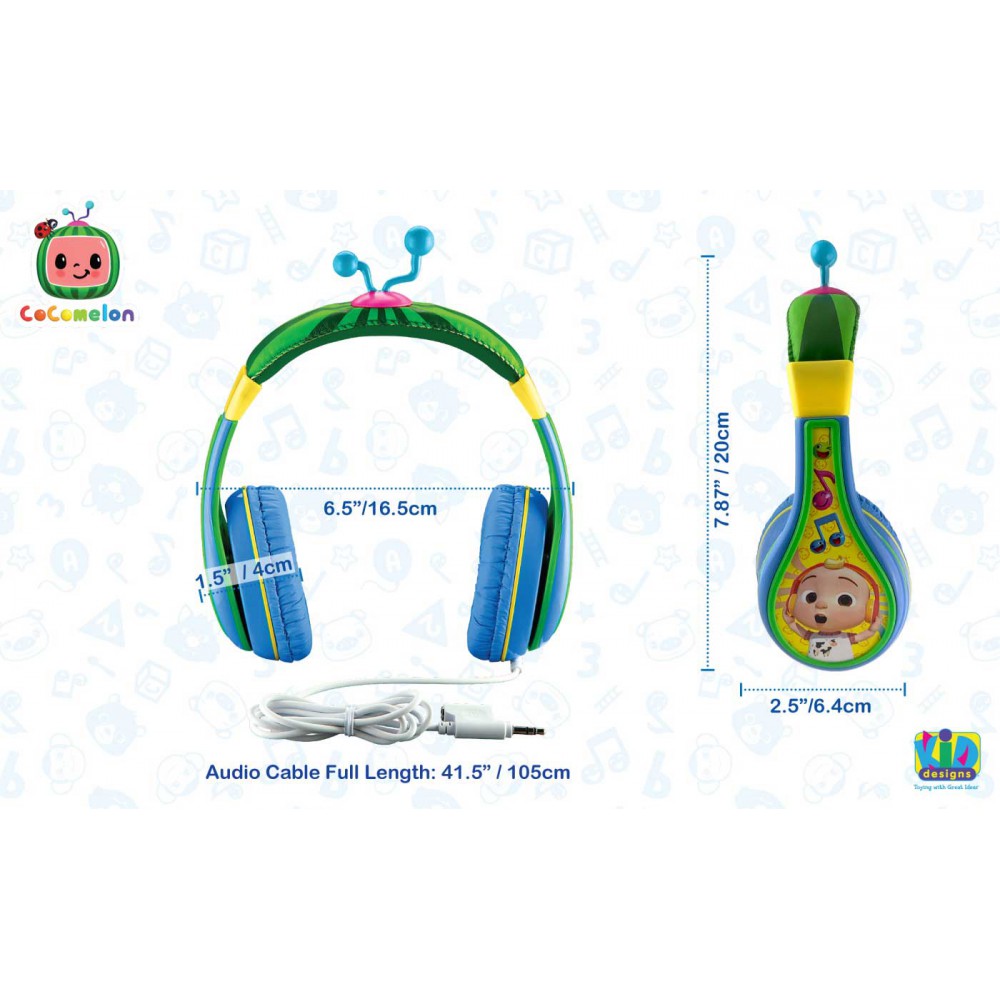 eKids Cocomelon Ενσύρματα Ακουστικά με ασφαλή μέγιστη ένταση ήχου για παιδιά και εφήβους (CO-140) (Μπλε/Πράσινο/Κίτρινο)