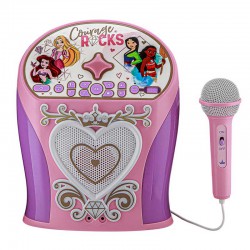 eKids Disney Princess Bluetooth MP3 Boombox Karaoke & ενσωματωμένο Μικρόφωνο για παιδιά και εφήβους με μουσική, φωτισμό, Sound Effects (Di-554DP) (Μωβ/Ροζ)