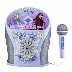 eKids Disney Frozen Bluetooth MP3 Boombox Karaoke & Ασύρματο Μικρόφωνο για παιδιά και εφήβους με ενσωματωμένη μουσική, φωτισμό, Sound Effects (Di-554FR) (Γαλάζιο/Γκρι)