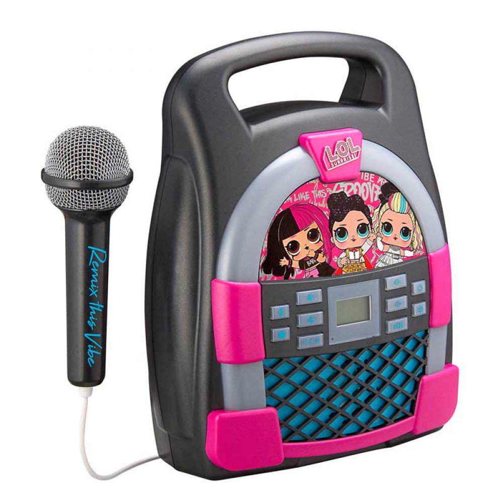 eKids LOL! Surprise Remix Bluetooth MP3 Boombox Karaoke & Ασύρματο Μικρόφωνο για παιδιά και εφήβους με ενσωματωμένη μουσική, φωτισμό, Sound Effects (LL-553) (Μαύρο)