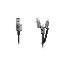 Mophie 3 σε 1 Charging Cable (microUSB / USB-C / Lightning) Αλουμινένιο Καλώδιο Δεδομένων 1 Μέτρα Σε Μαύρο ή Λευκό