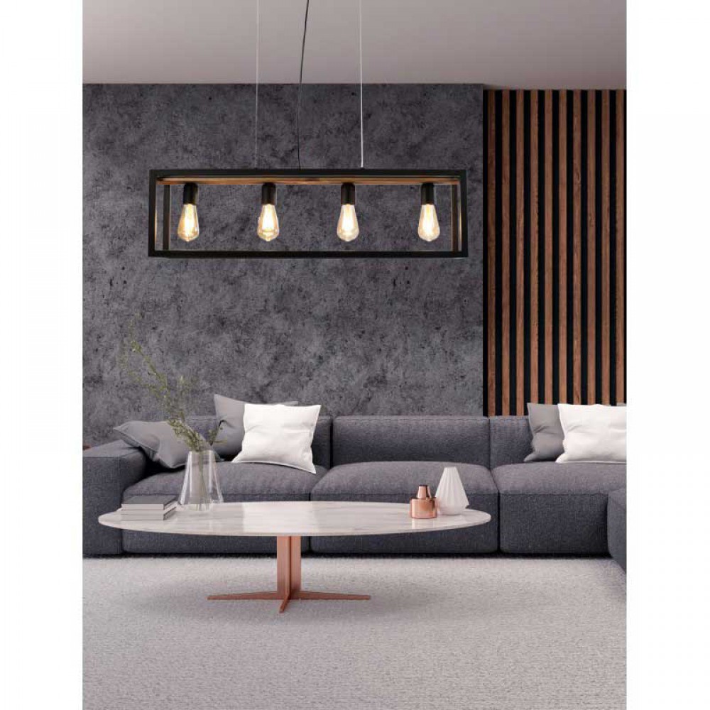 Φωτιστικό Πολύφωτο 4Φ Μέταλλο Μαύρο / Ξύλο 4xE27 - Arkolight Φωτιστικό Πολύφωτο 4Φ Μέταλλο Μαύρο / Ξύλο 4xE27 - Arkolight