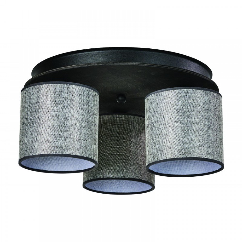 Φωτιστικό Οροφής 3φ Ξύλο/Αμπαζούρ γκρι 3x E27 - ARKOLIGHT