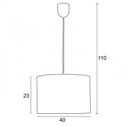Φωτιστικό μονόφωτο αμπαζούρ ύφασμα σε χρώμα λευκό με σχέδιο γκρι Φ40 1xE27 - ARKOLIGHT