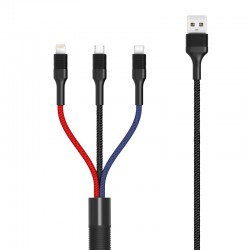 XO NB54 καλώδιο φόρτισης  3 σε 1  από USB A  σε  Lightning + Type C + Micro USB 1.2m