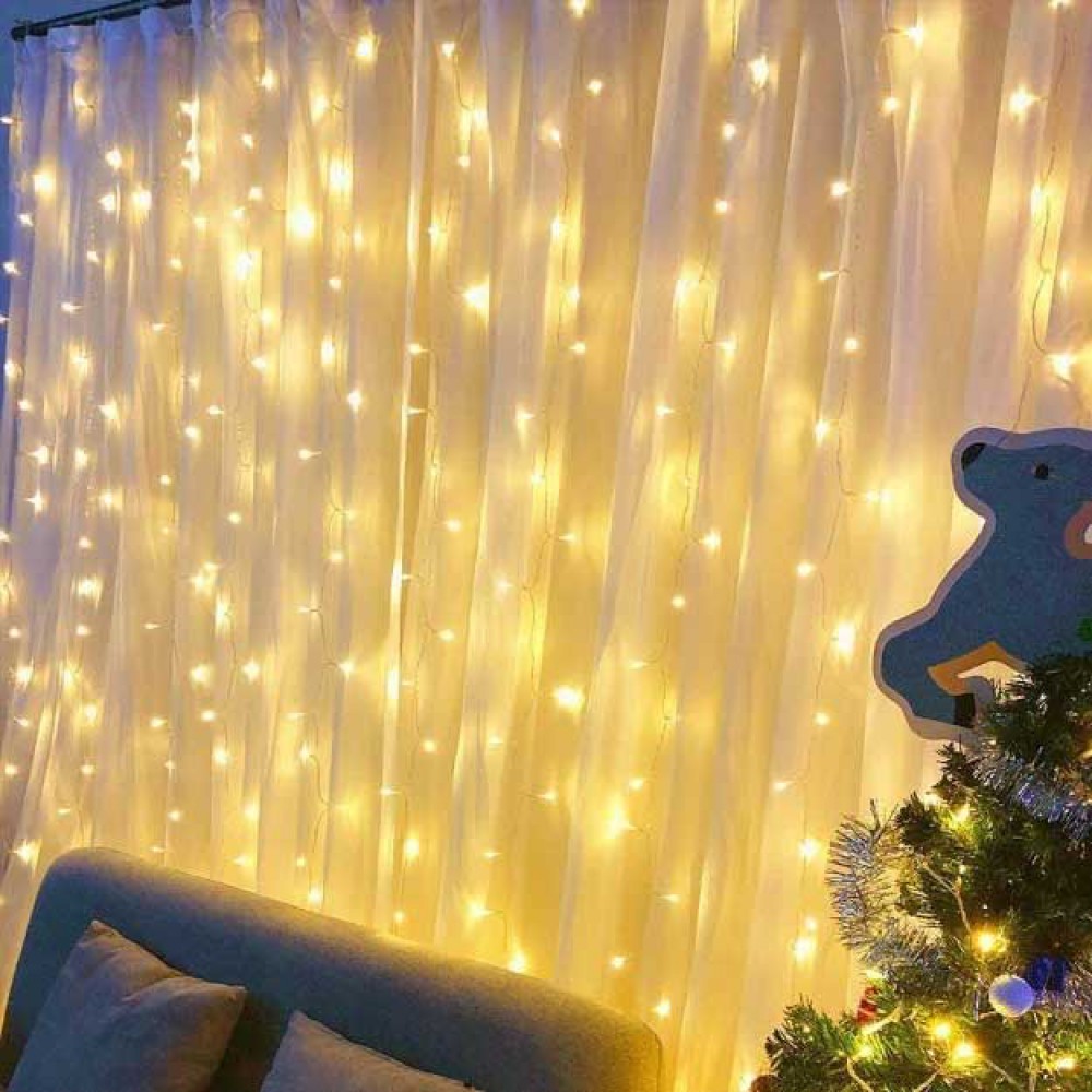 Κουρτίνα 240 LED 2x1m Επεκτεινόμενη Με Διάφανο Καλώδιο Αδιάβροχα IP44 Χάλκινο Θέρμο 2200K Magic Christmas