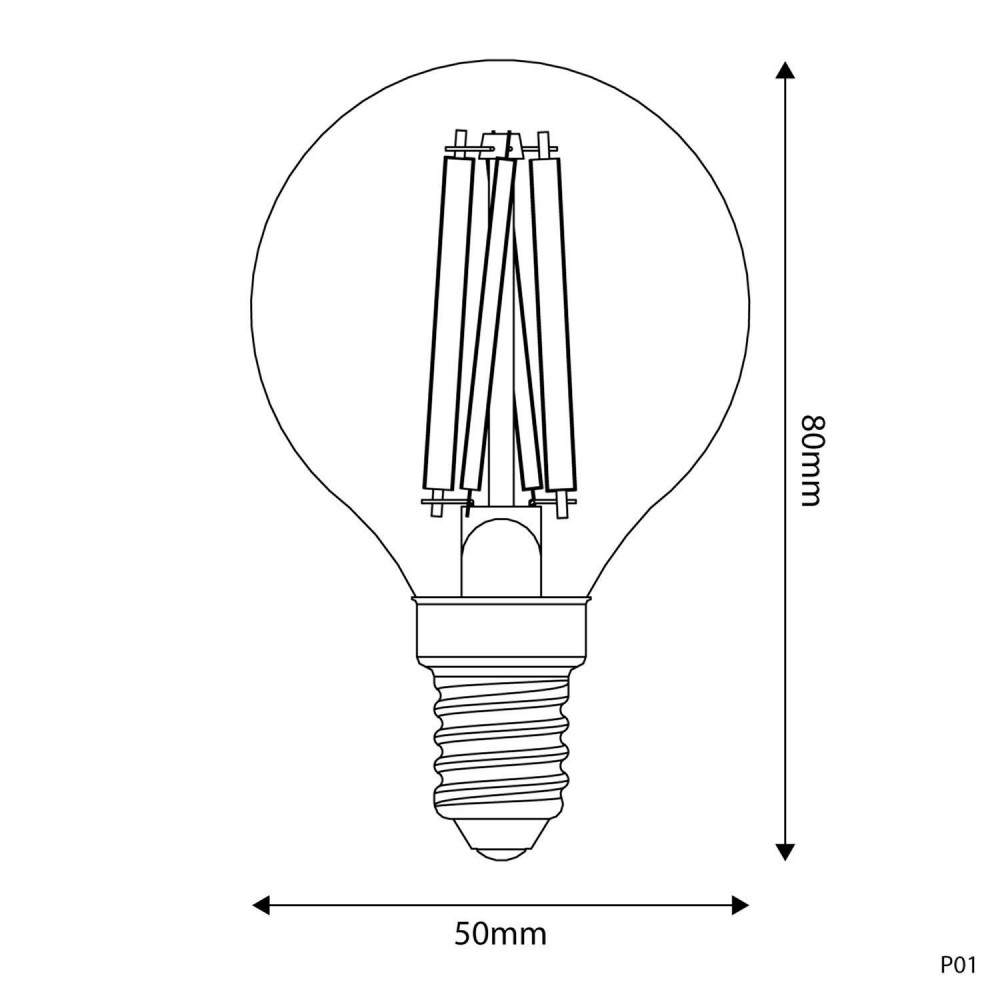 LED Λαμπτήρας E14 CRI 95 Γλόμπος G50 5,9W 2700K Dimmable - P01