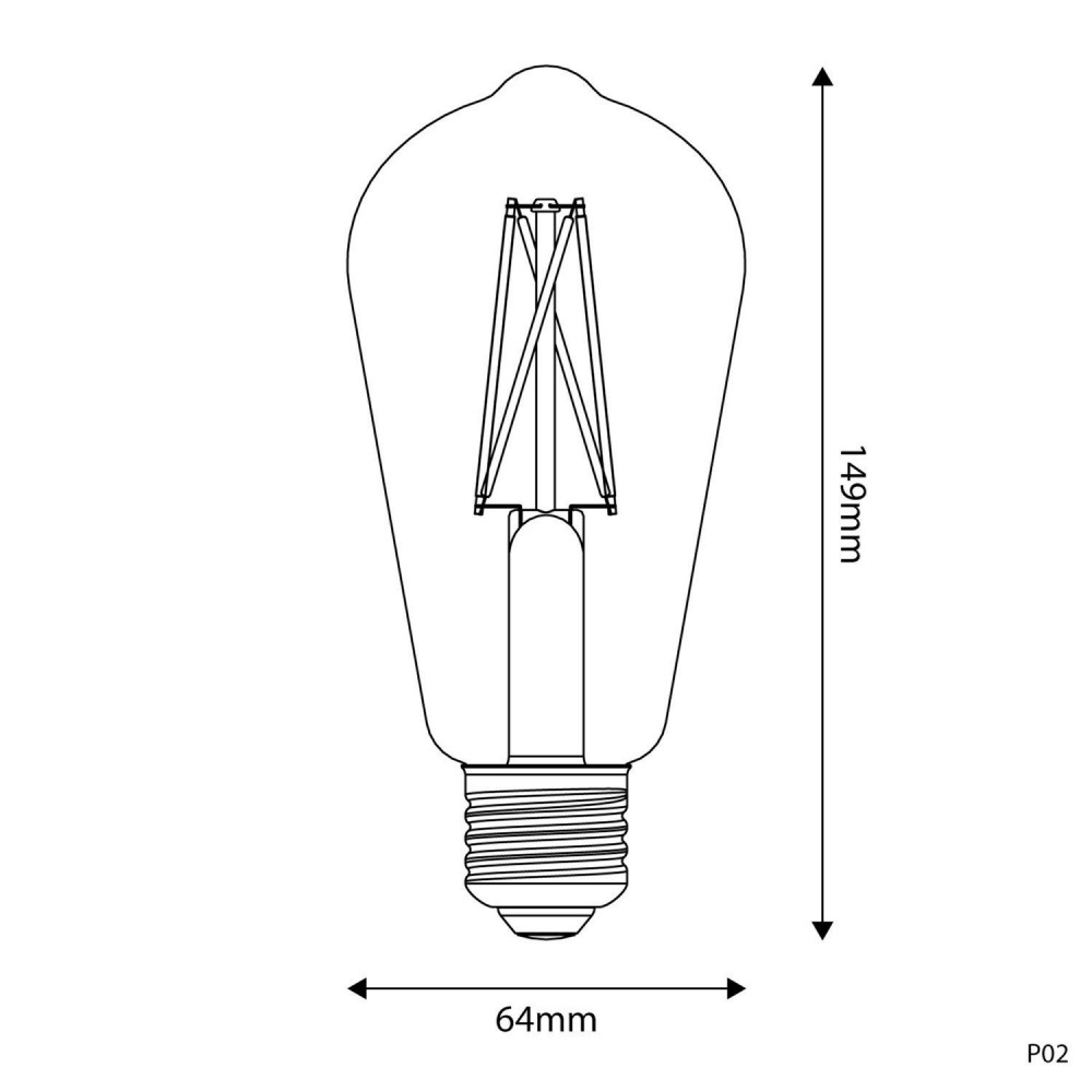 LED Λαμπτήρας E27 CRI 95 Αχλάδι ST64 7W 2700K Dimmable - P02