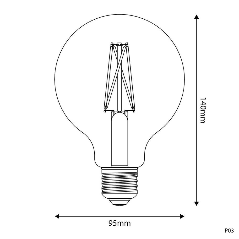 LED Λαμπτήρας E27 CRI 95 Γλόμπος G95 7W 2700K Dimmable - P03