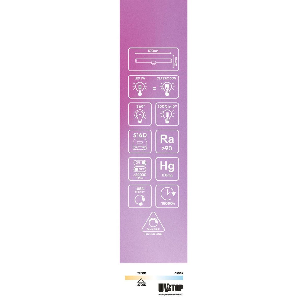LED Λαμπτήρας Linestra S14d Διαφανής 500 mm 7W 620Lm 2700K Dimmable - S02