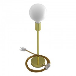 Επιτραπέζιο Φωτιστικό Μεταλλικό Alzaluce 30cm, με υφασμάτινο καλώδιο, διακοπτάκι και διπολικό φις - Χρυσό- Creative Cables