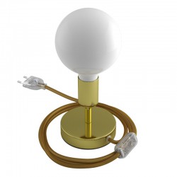 Επιτραπέζιο Φωτιστικό Μεταλλικό Alzaluce 5cm, με υφασμάτινο καλώδιο, διακοπτάκι και διπολικό φις - Χρυσό- Creative Cables