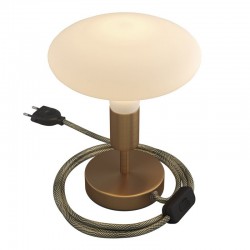 Επιτραπέζιο Φωτιστικό Μεταλλικό Alzaluce, με υφασμάτινο καλώδιο, διακοπτάκι και διπολικό φις 5cm - Μπρονζέ - Creative Cables