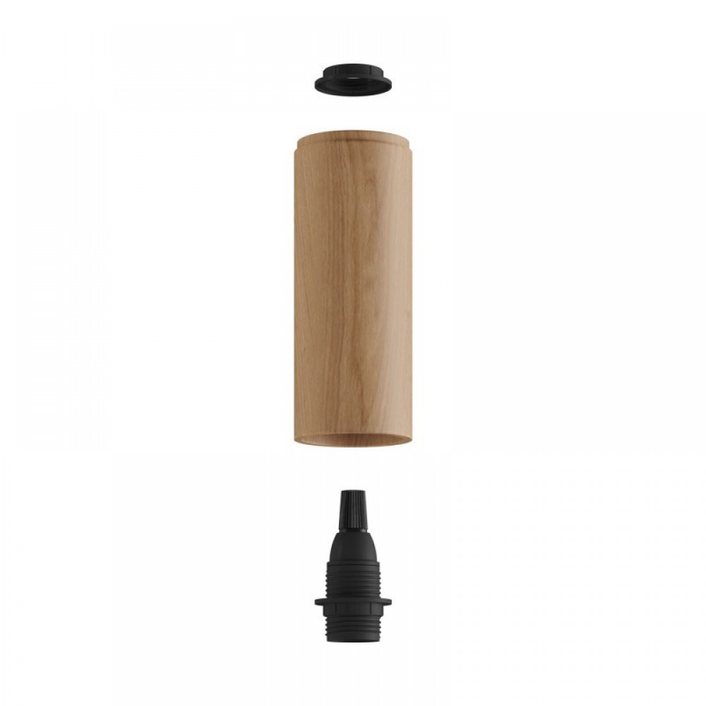 Φωτιστικό Τοίχου ή Οροφής Fermaluce Flex 30 με mini ξύλινη ροζέτα και ξύλινο σποτ Tub-E14 - Creative Cables