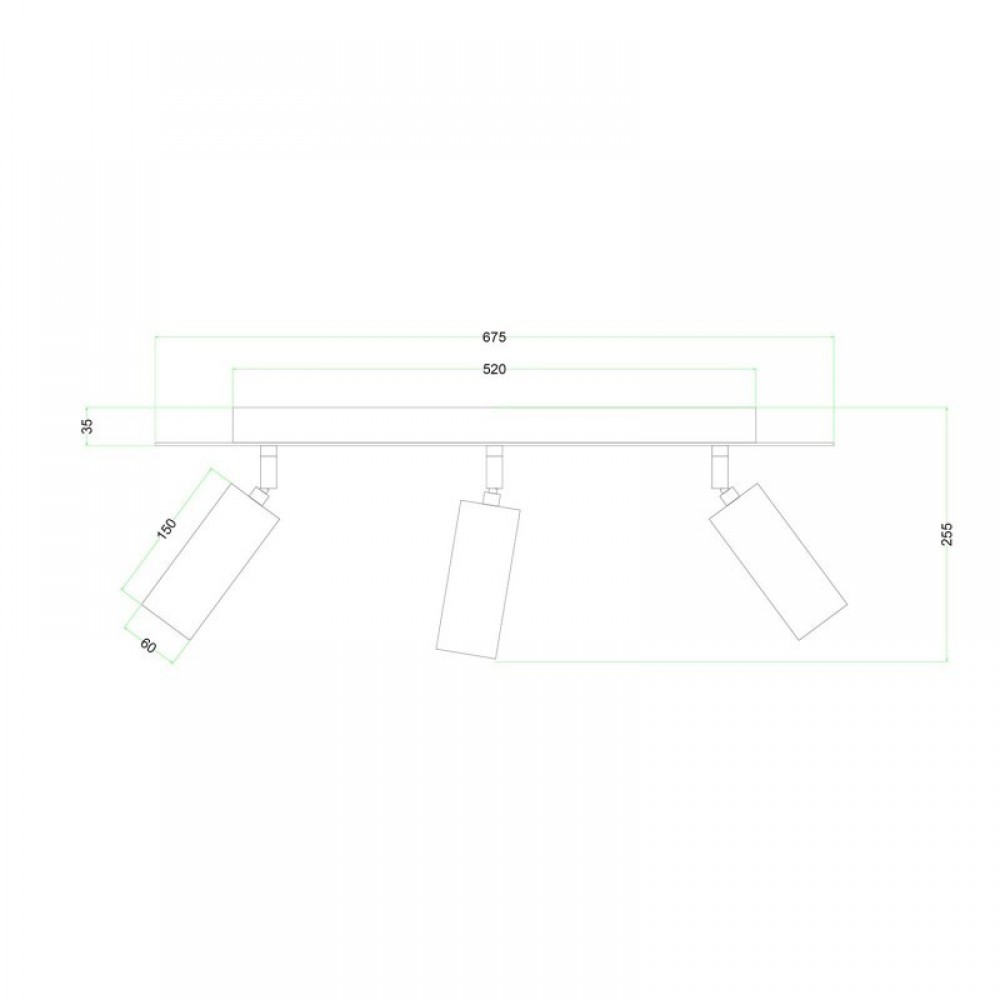 Φωτιστικό Οροφής Μεταλλικό με 3 Σποτ Tub-E14 και ορθογώνια ροζέτα Rose-One XXL - Φυσικό - Creative Cables
