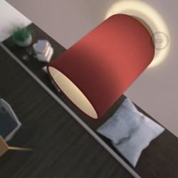 Φωτιστικό Τοίχου ή Οροφής Fermaluce Glam με Καπέλο, Ø 15cm Η18cm, μεταλλικό με ύφασμα - Χρυσό - Μπορντώ - Creative Cables