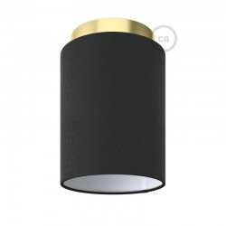 Φωτιστικό Τοίχου ή Οροφής Fermaluce Glam με Καπέλο, Ø 15cm Η18cm, μεταλλικό με ύφασμα - Χρυσό - Μαύρο - Creative Cables