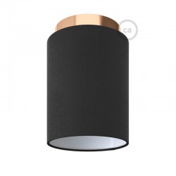 Φωτιστικό Τοίχου ή Οροφής Fermaluce Glam με Καπέλο, Ø 15cm Η18cm, μεταλλικό με ύφασμα - Χάλκινο - Μαύρο - Creative Cables