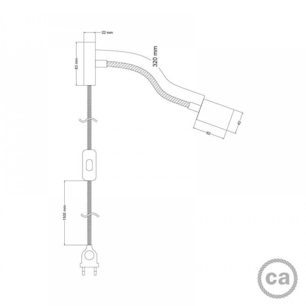 Φωτιστικό Spostaluce με εύκαμπτο σωλήνα Flex 30 cm και σποτ GU1d0 Νίκελ ΜΑΤ - Creative Cables
