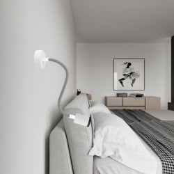 Φωτιστικό Τοίχου ή Οροφής Κινητό Σποτ Mini GU1d0 με εύκαμπτο σωλήνα Flex 30cm Λευκό ΜΑΤ - Creative Cables