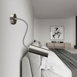 Φωτιστικό Τοίχου ή Οροφής Fermaluce Flex 30 με mini ροζέτα, διακόπτη και σποτ Tub-E14 - Νίκελ ΜΑΤ - Creative Cables