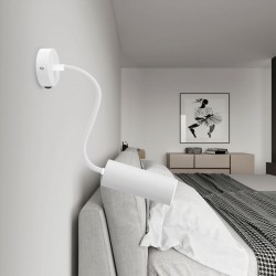 Φωτιστικό Τοίχου ή Οροφής Fermaluce Flex 30 με mini ροζέτα, διακόπτη και σποτ Tub-E14 - Λευκό ΜΑΤ - Creative Cables