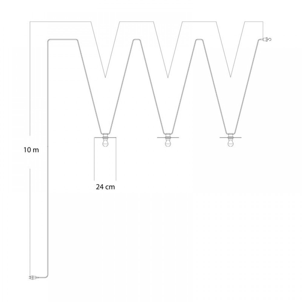 Γιρλάντα Lumet 'Maioliche' έτοιμη για χρήση, 10m υφασμάτινο καλώδιο πλακέ με 3 ντουί, καπέλα φωτιστικών, γάντζο και φις- Majolica Λευκό - Μαύρο - Creative Cables