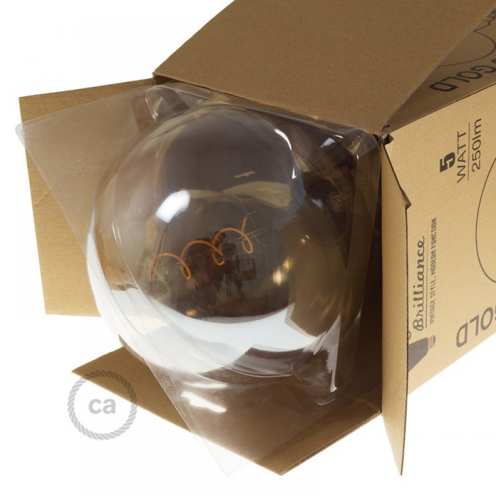 LED λαμπτήρας XXL Με Μελί Γυαλί - Σφαίρα G200 Με Σπιράλ Νήμα - 5W E27 Dimmable 2000K - Creative Cables