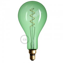 LED Λαμπτήρας XXL Πράσινος - A165 Σπιράλ Νήμα Filament - 5W E27 Dimmable 2200K - Creative Cables