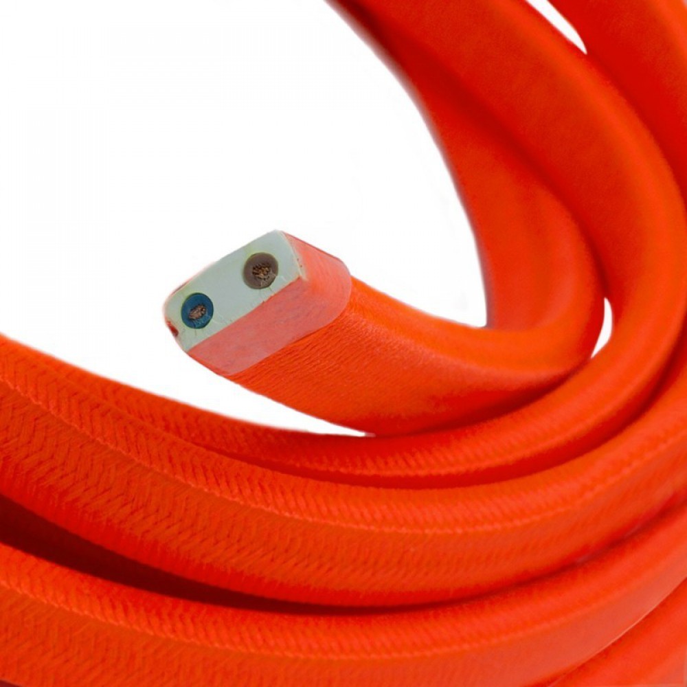 Πλακέ Υφασμάτινο Καλώδιο για Γιρλάντα Creative Cables - Πορτοκαλί Φωσφοριζέ CF15