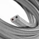Πλακέ Υφασμάτινο Καλώδιο για Γιρλάντα Creative Cables - Ασημί CM02