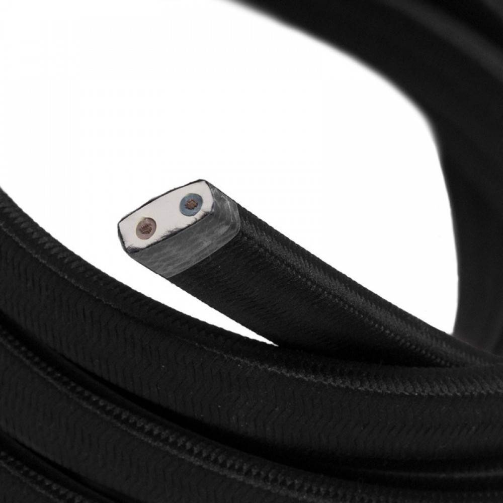 Πλακέ Υφασμάτινο Καλώδιο για Γιρλάντα Creative Cables - Μαύρο CM04