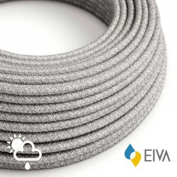 Στρογγυλό Υφασμάτινο Καλώδιο Εξωτερικού Χώρου Γκρι Φυσικό Λινό SN02 - IP65 Συμβατό Με EIVA Συστήματα - Creative Cables