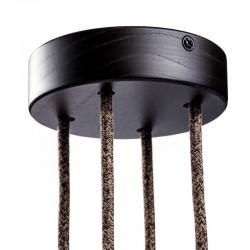 Ροζέτα Φωτιστικού Ξύλινη με 4 Τρύπες για Υφασμάτινο Καλώδιο - Wenge Εφέ - Creative Cables