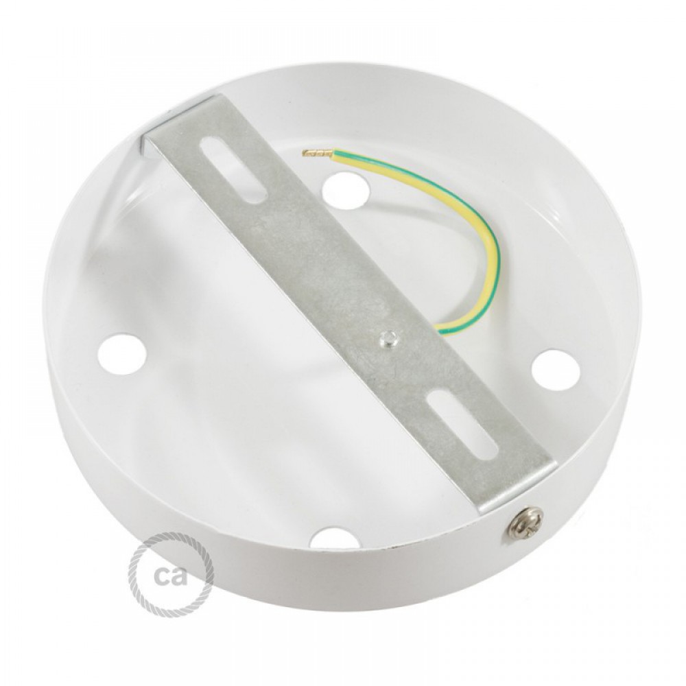 Ροζέτα Φωτιστικού Μεταλλική πλακέ με 4 τρύπες και στηρίγματα καλωδίου Λευκό ΜΑΤ - Creatice Cables