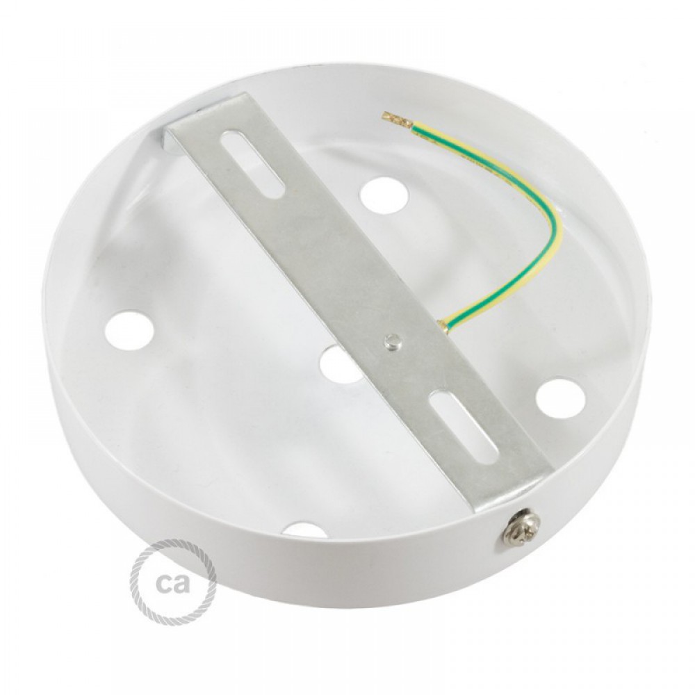 Ροζέτα Φωτιστικού Μεταλλική πλακέ με 5 τρύπες και στηρίγματα καλωδίου Λευκό ΜΑΤ - Creatice Cables