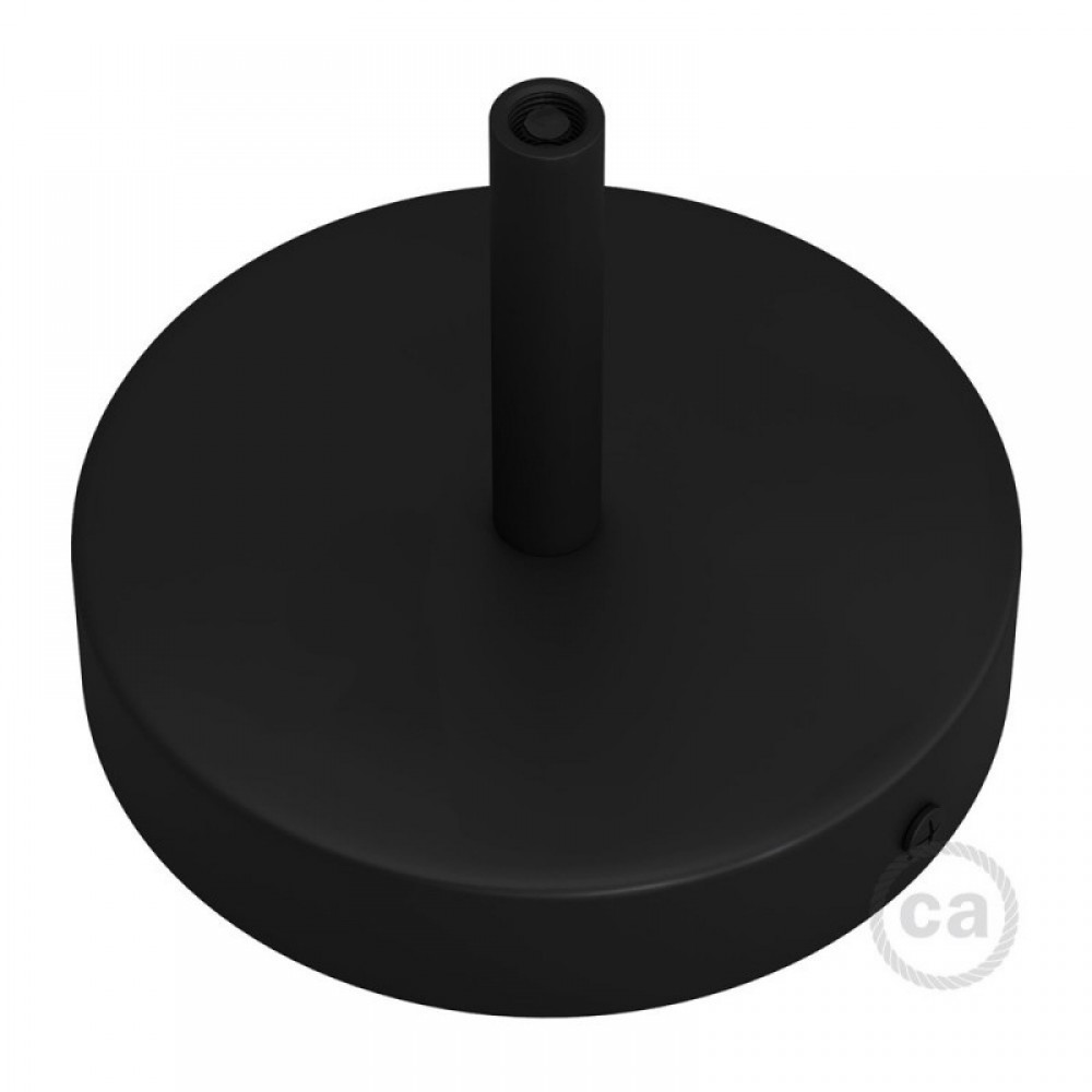 Ροζέτα Φωτιστικού Μεταλλική πλακέ με στήριγμα καλωδίου 7cm - Μαύρο - Creative Cables