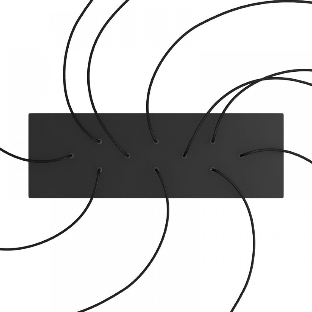 Ορθογώνια Μπάρα Ροζέτα XXL Rose-One με 10 τρύπες, 675 x 225 mm - Μαύρο ΜΑΤ Dibond - Creative Cables