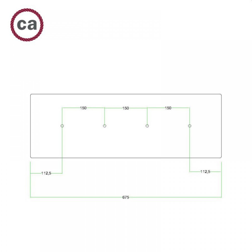 Ορθογώνια Μπάρα Ροζέτα XXL Rose-One με 4 τρύπες, 675 x 225 mm - Λευκό ΜΑΤ Dibond - Creative Cables