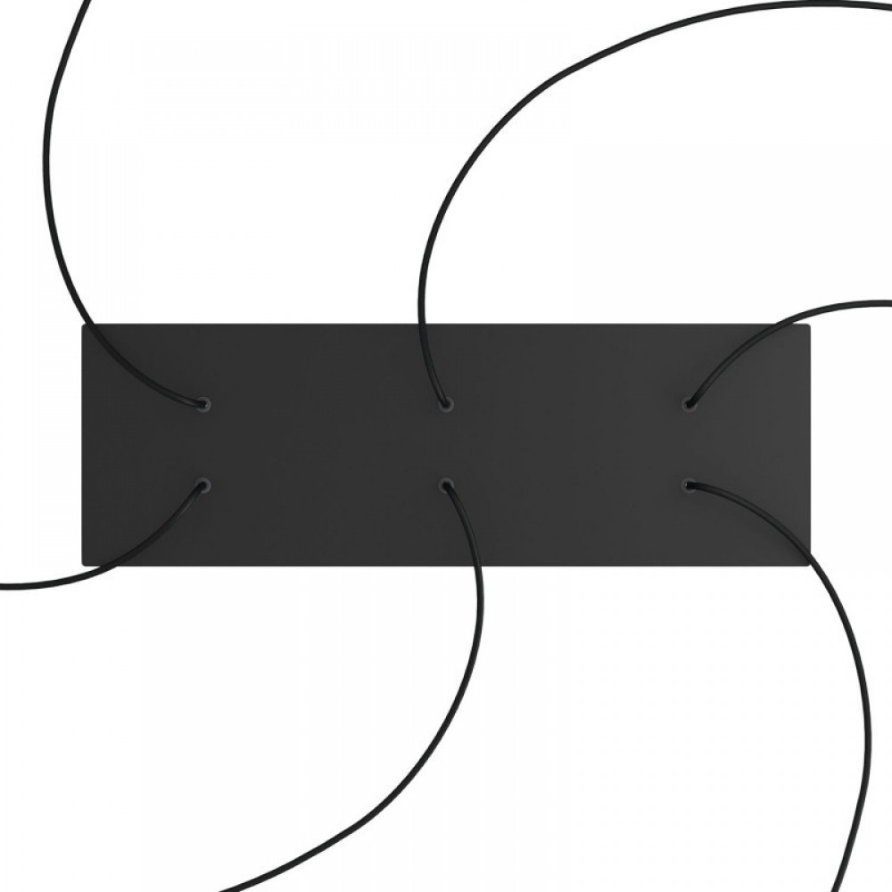 Ορθογώνια Μπάρα Ροζέτα XXL Rose-One με 6 τρύπες, 675 x 225 mm - Μαύρο ΜΑΤ Dibond - Creative Cables