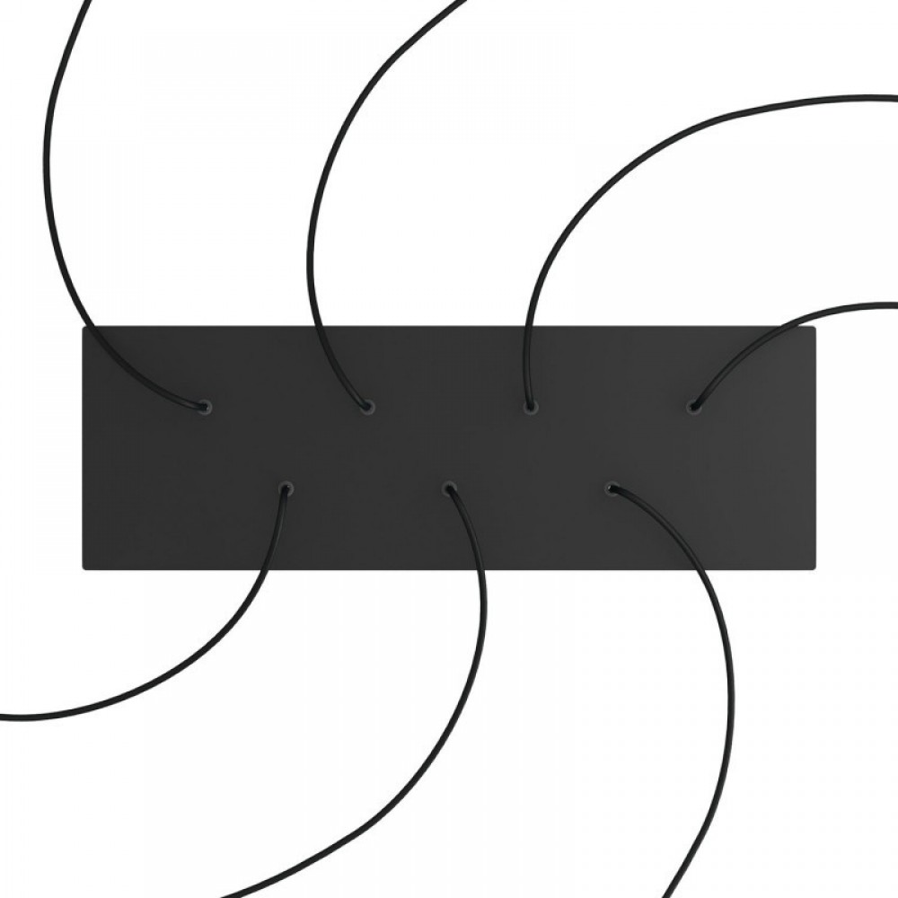 Ορθογώνια Μπάρα Ροζέτα XXL Rose-One με 7 τρύπες, 675 x 225 mm - Μαύρο ΜΑΤ Dibond - Creative Cables