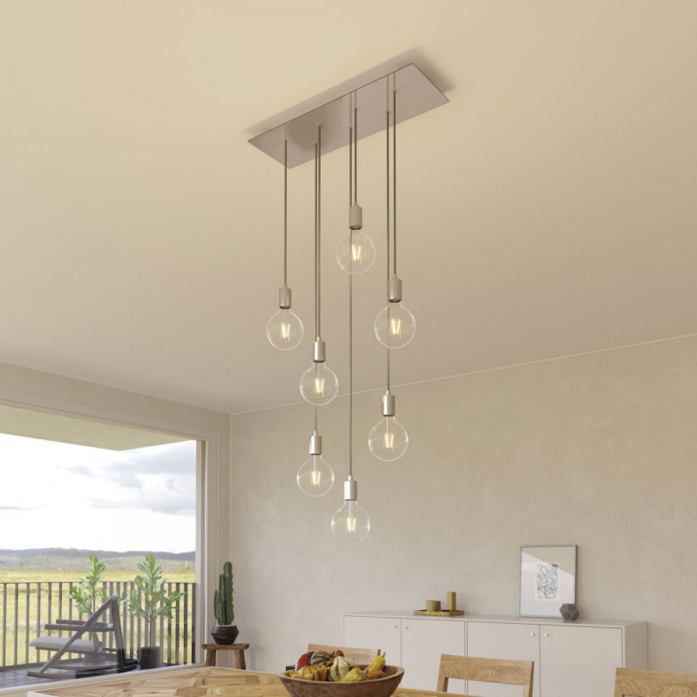 Ορθογώνια Μπάρα Ροζέτα XXL Rose-One με 7 τρύπες, 675 x 225 mm - Νίκελ ΜΑΤ Dibond - Creative Cables