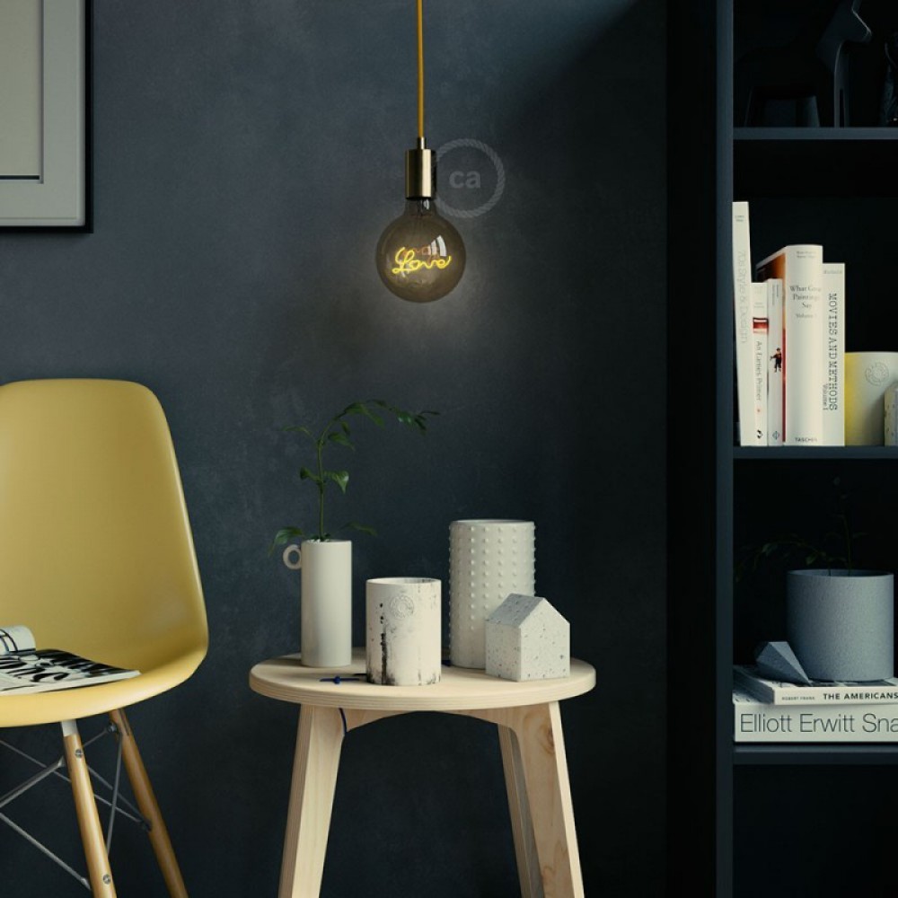 Λαμπτήρας LED για κρεμαστό φωτιστικό - Γλόμπος G125 Filament "Love" Μελί Γυαλί - 5W E27 Διακοσμητικός Vintage 2000K - Creative Cables