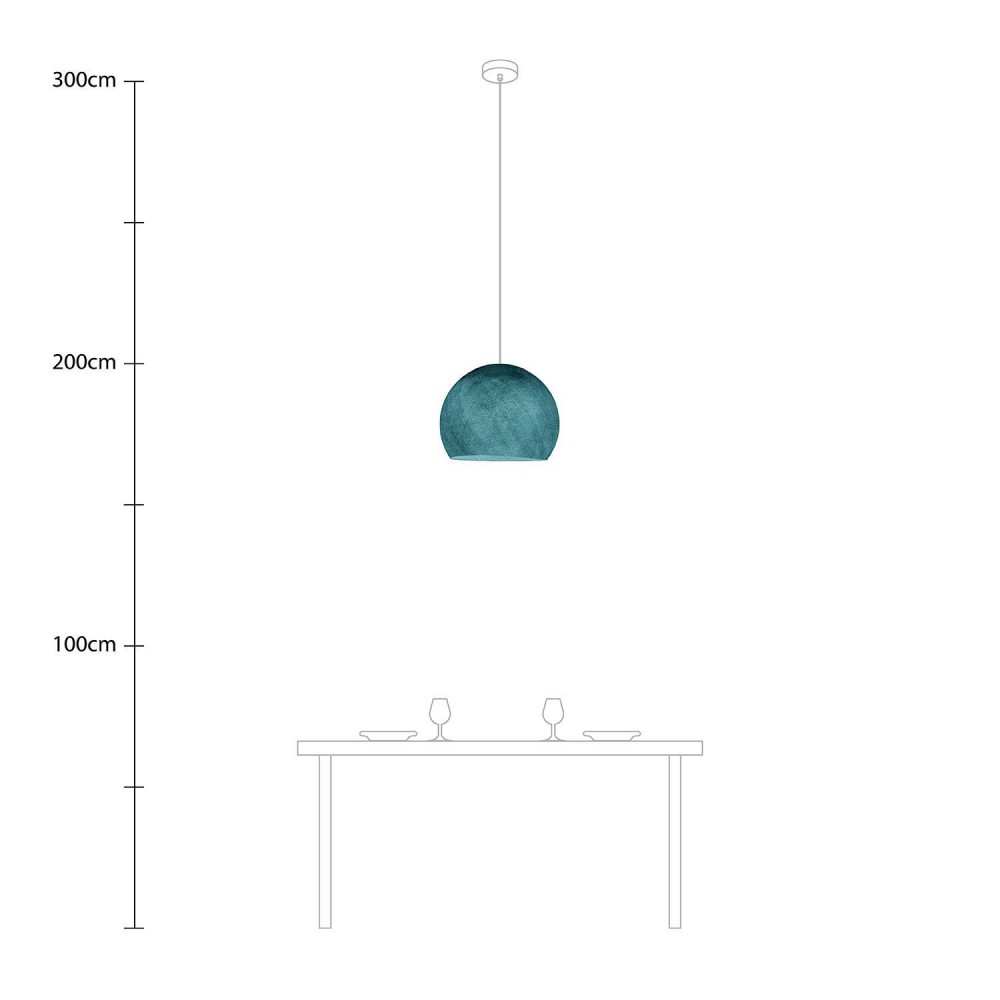 Φωτιστικό Μπάλα Dome από νήμα πολυεστέρα - 100% χειροποίητο - L - Πετρολ Μπλε Creative Cables