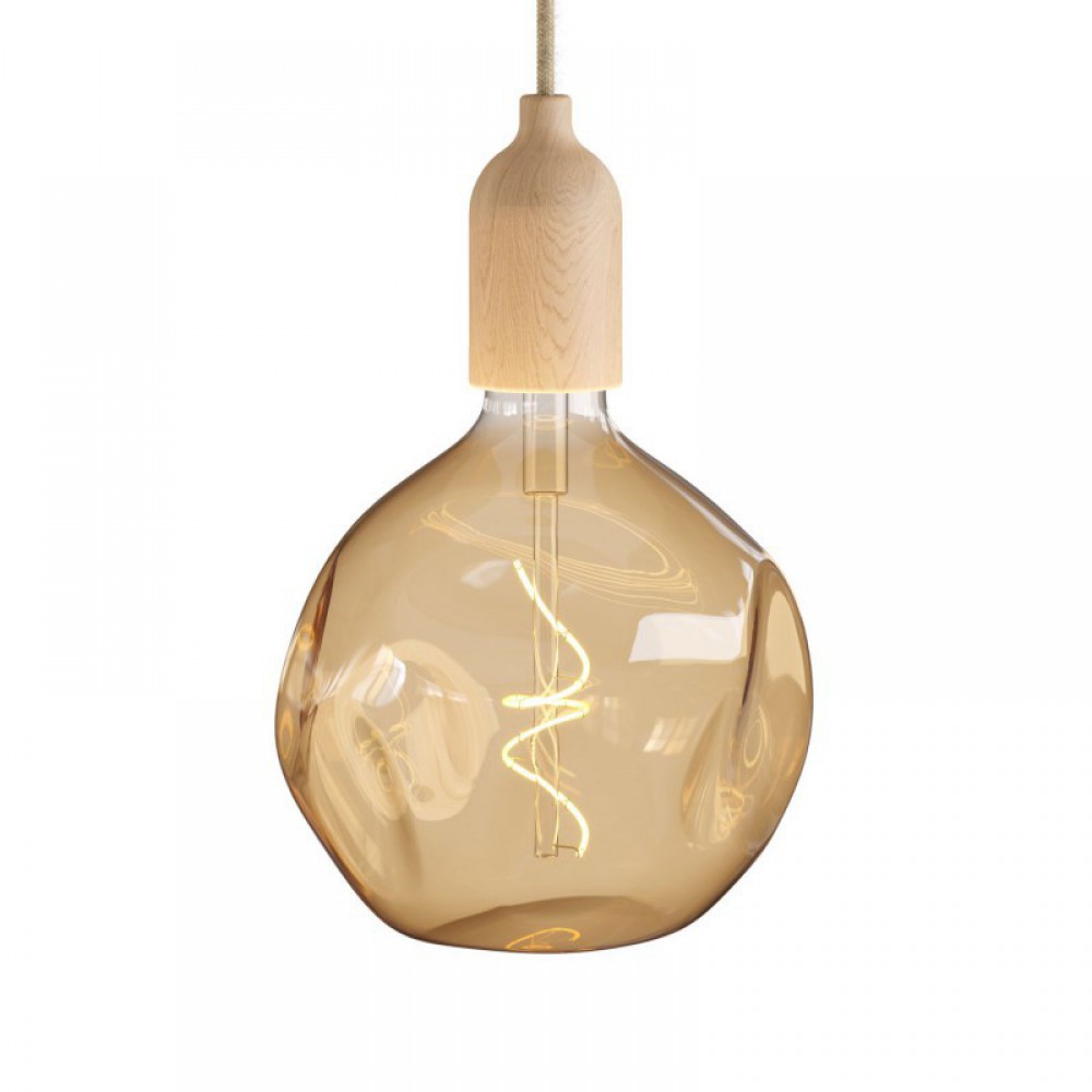 Ξύλινο Κρεμαστό Φωτιστικό με Υφασμάτινο Καλώδιο και Αξεσουάρ, Made in Italy - Creative Cables