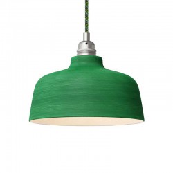 Κρεμαστό Φωτιστικό Με Υφασμάτινο Καλώδιο και Κεραμικό Καπέλο Κύπελλο - Πράσινο Evergreen - Λευκό - Made in Italy - Creative Cables