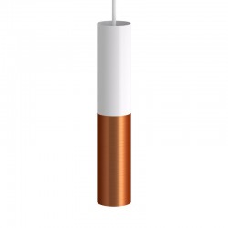 Κρεμαστό Σωληνωτό Φωτιστικό Σποτ Μεταλλικό Tub-E14 διπλό - Λευκό ΜΑΤ-Χάλκινο Αντικέ - Creative Cables