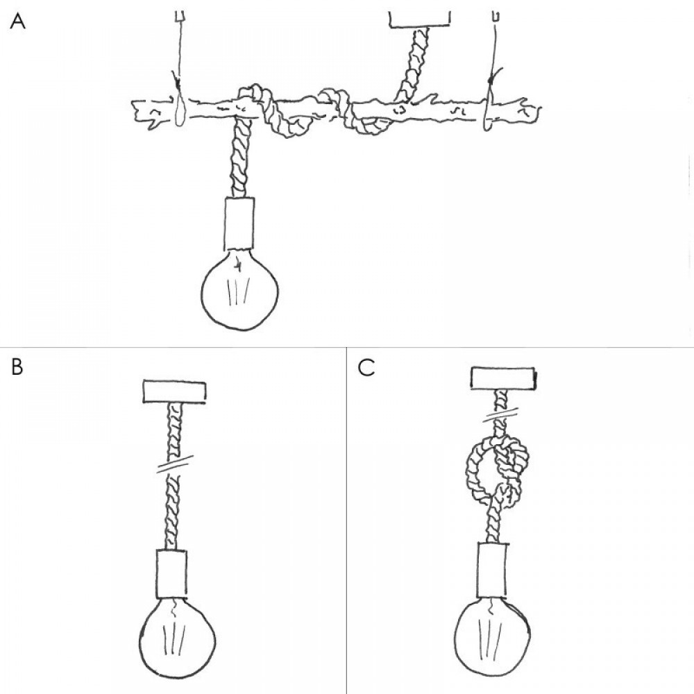 Κρεμαστό Φωτιστικό Ξύλινο με καλώδιο τριχιά XL και ντουί Κορμός Bark 11cm - Made in Italy - Creative Cables